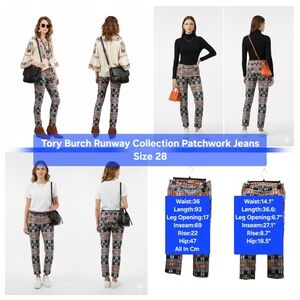 Tory Burch Runway Collection Patchwork Jeans Size 28
